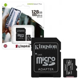 Memoria Micro SD Kingston Canvas Select Plus 128GB Clase 10 Con Adaptador
