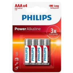 Pila alcalina Philips AAA Pack 4 unidades
