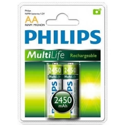 Pilas Recargables Philips AA 2450 MAh